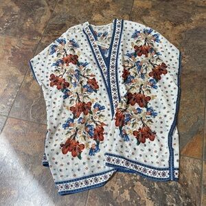 Max Studio Floral Print Scarf - Blue, Red, White, NWT, size small